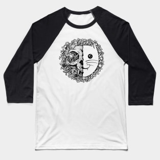 Flower Cat Skull Baseball T-Shirt